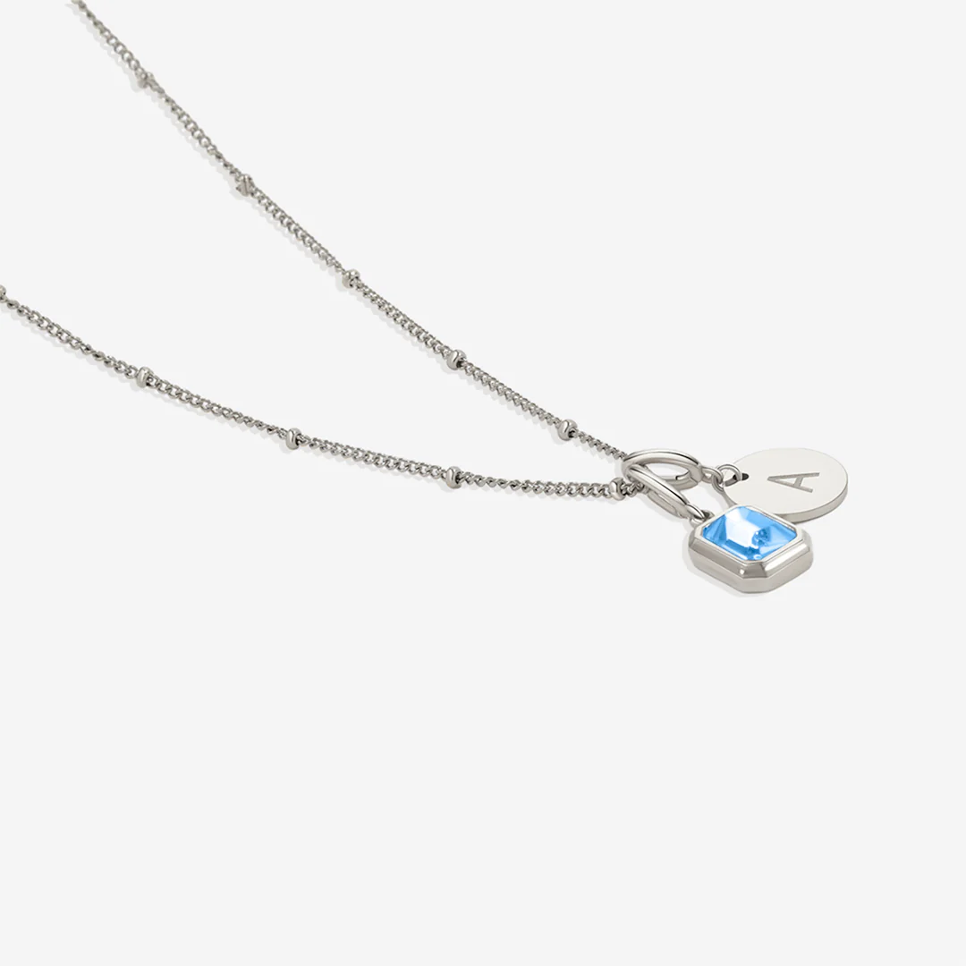 Baguette Birthstone & Initial Necklace