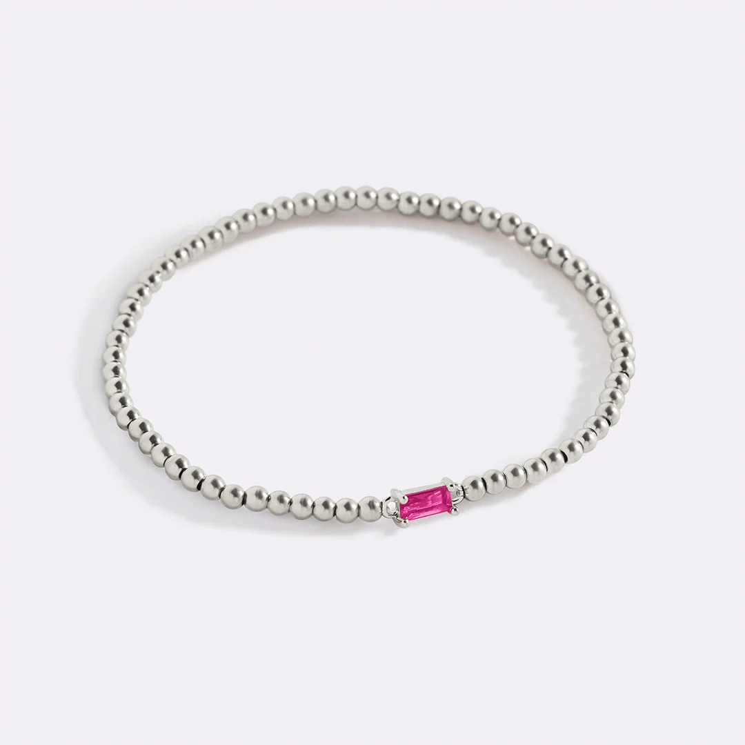 Sterling Silver Beaded Birthstone Bracelet