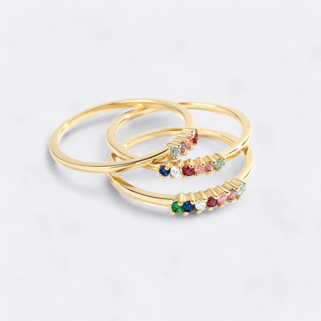 Personalized Dainty Birthstones Ring