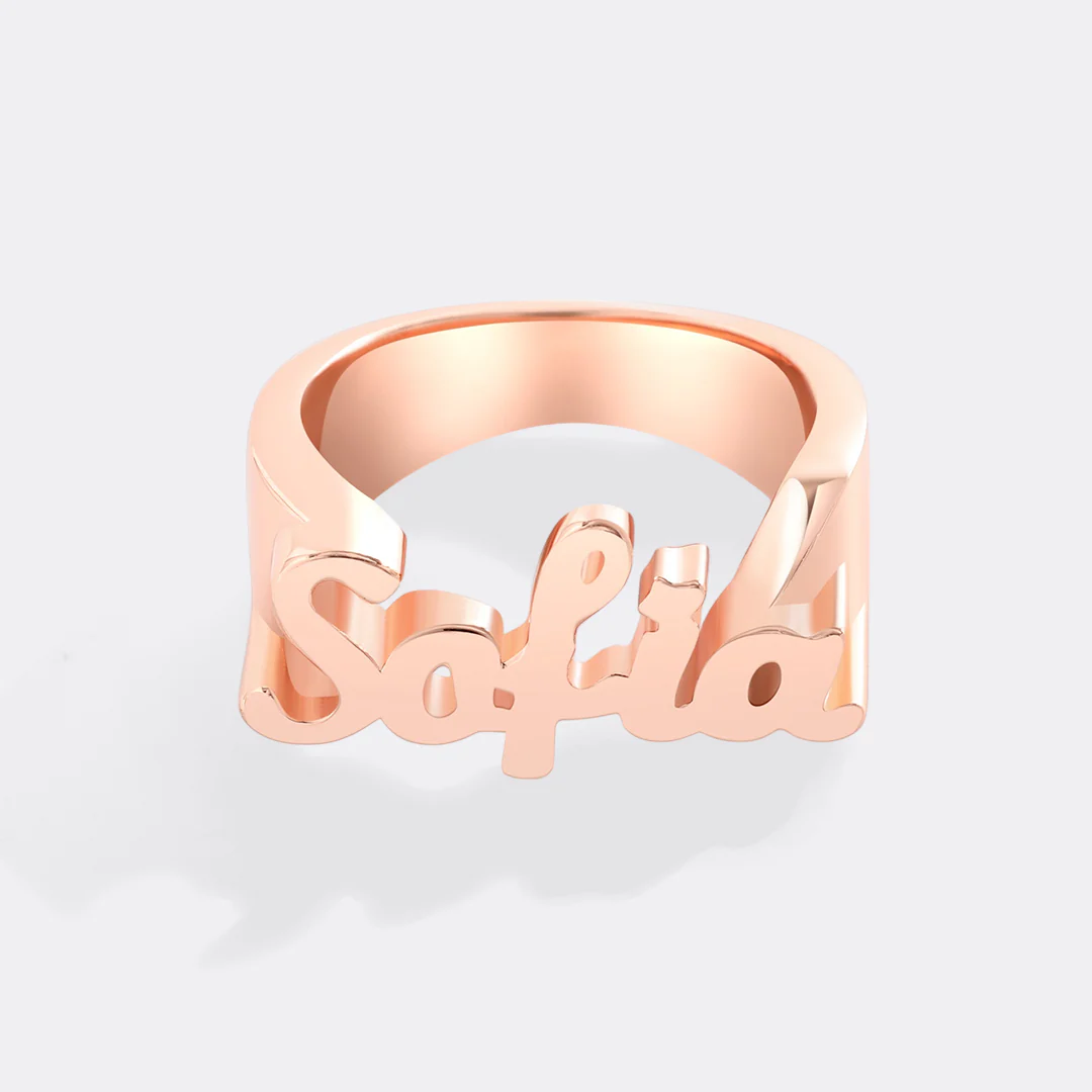Brilliant Script Name Ring