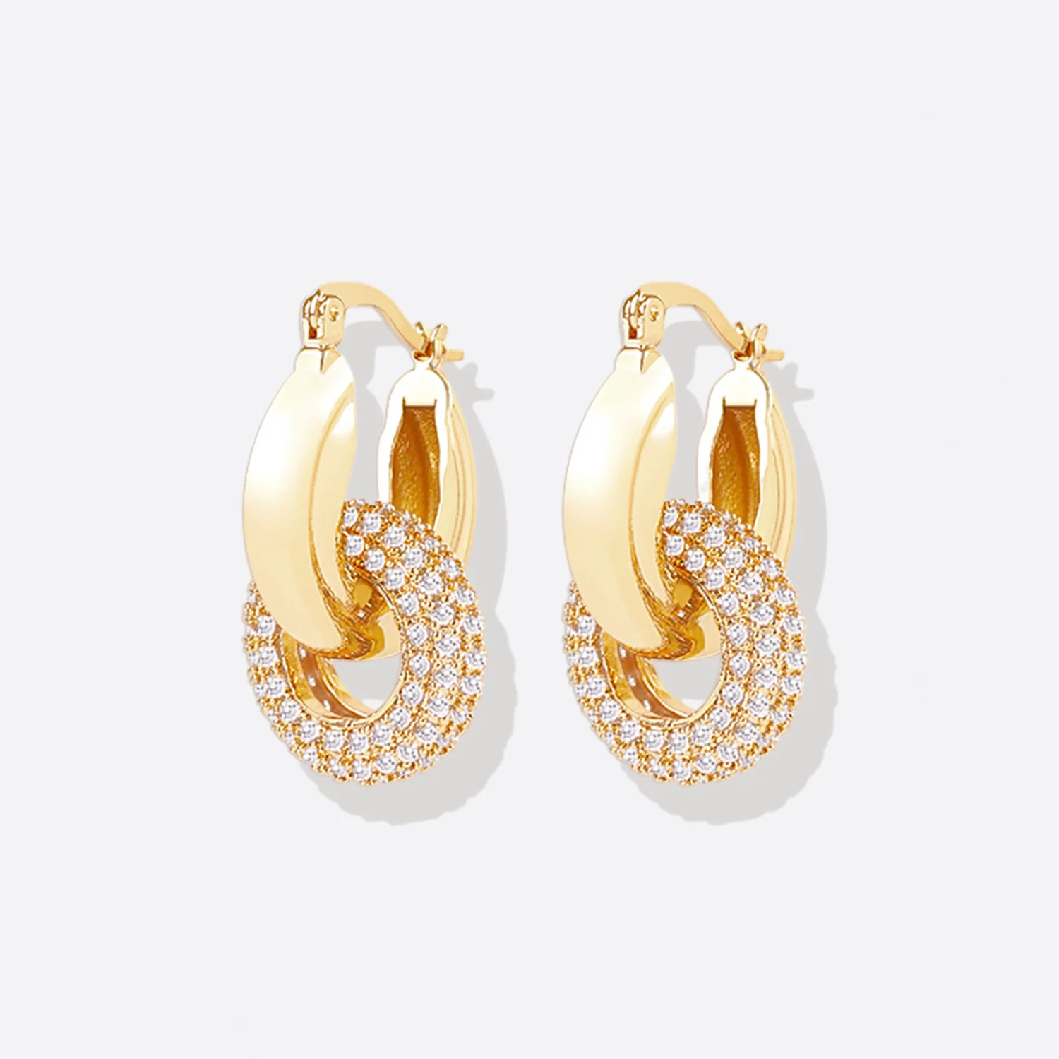 Pave Interlock Hoop Earrings