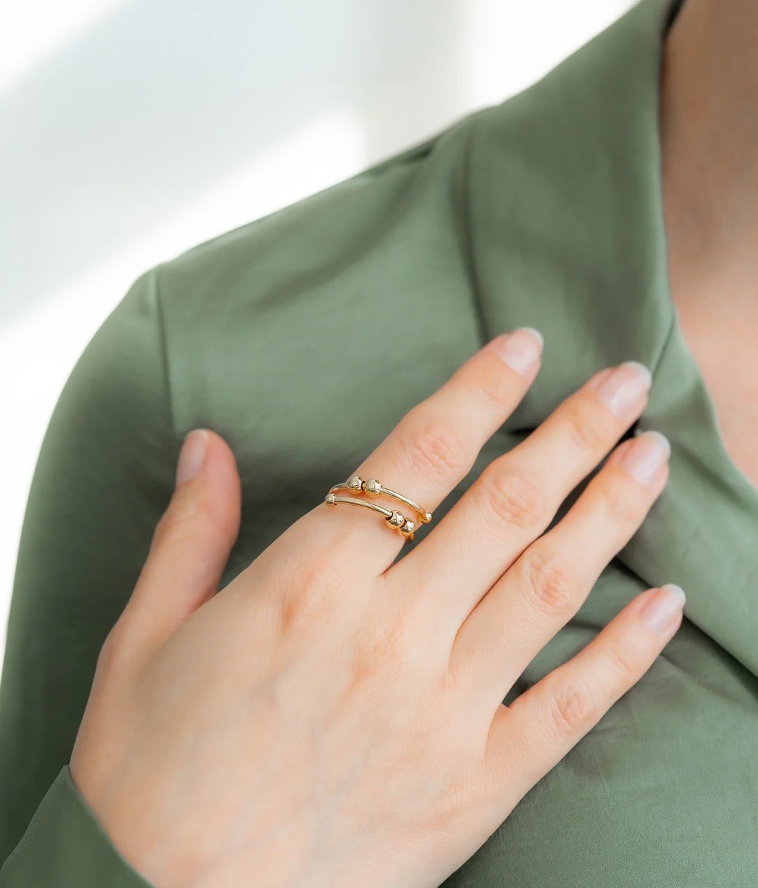 Adjustable Beaded Fidget Ring