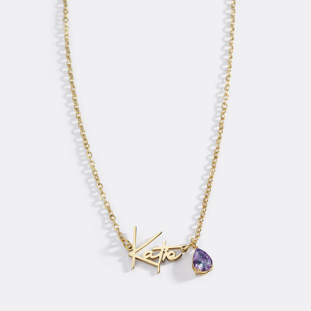 Handmade Birthstone Name Necklace