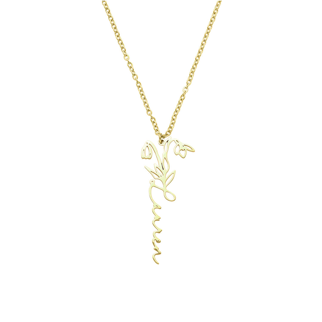 Birth Flower Name Necklace