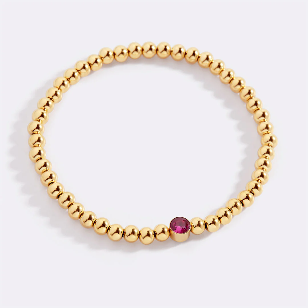 Gold Beaded Bubble Birthstone Bracelet