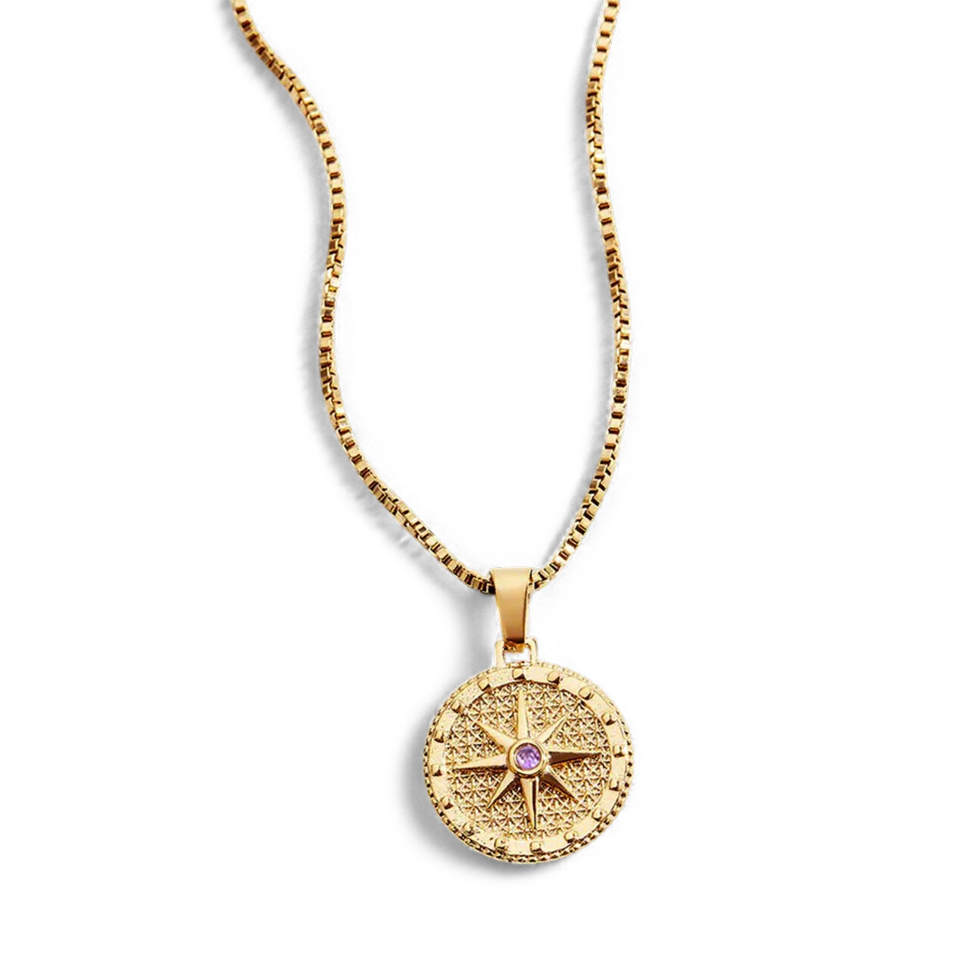 Birthstone Compass Pendant Necklace
