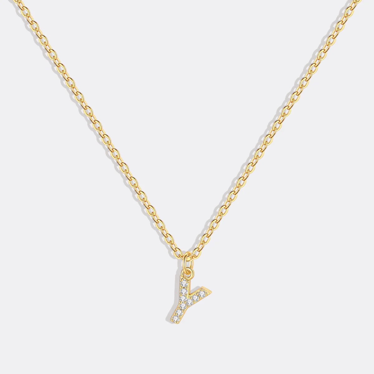 Gold Pavé Uppercase Initial Necklace