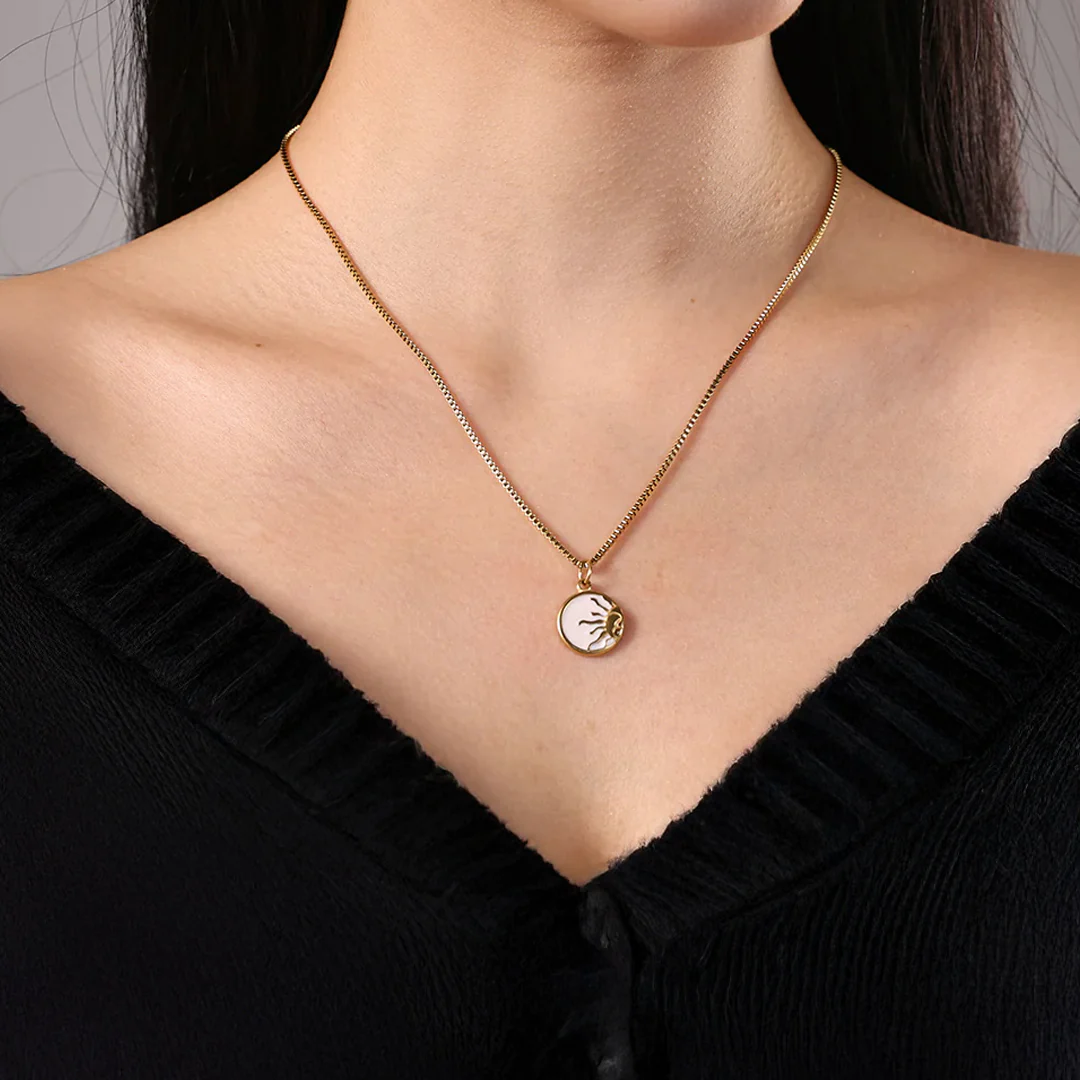 Enamel Sun Pendant Necklace