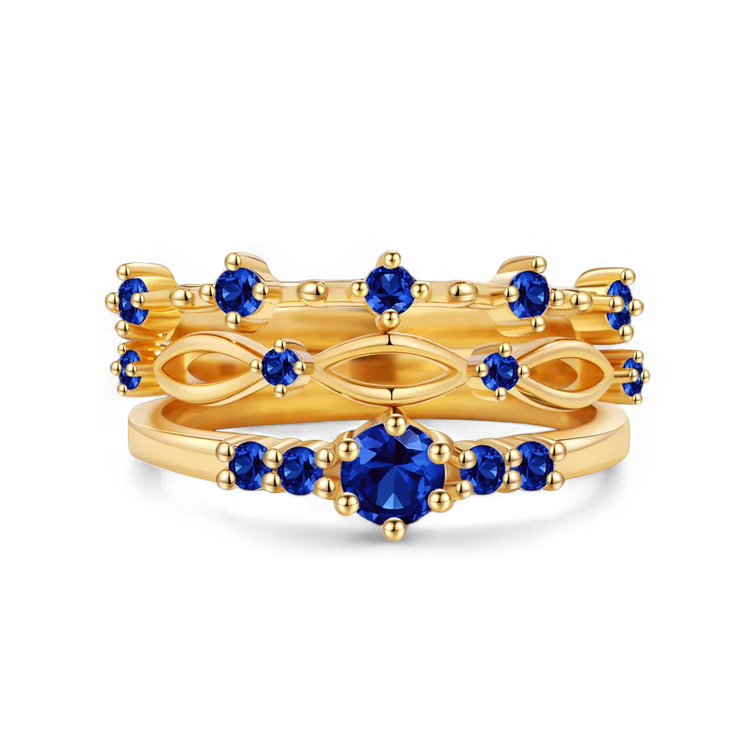 Braided Birthstone Stacking Ring Set