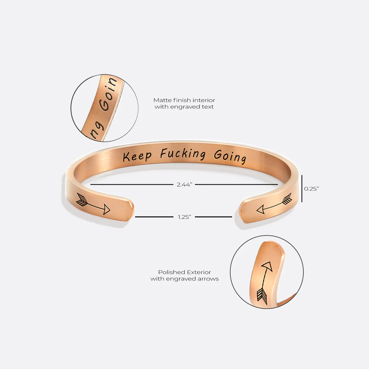 Keep Fucking Going Personalizable Cuff Bracelet