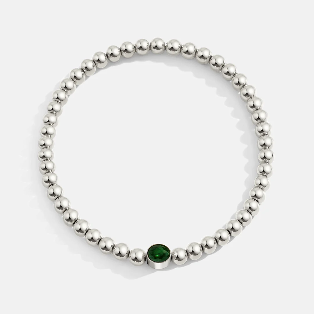 Gold Beaded Bubble Birthstone Bracelet