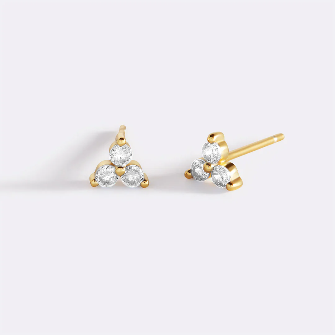 Trinity Birthstone Stud Earrings
