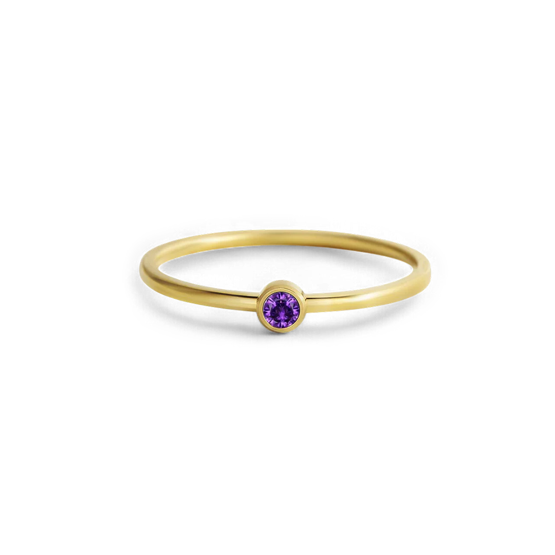 Minimalist Bezel-Set June Birthstone Stacking Band