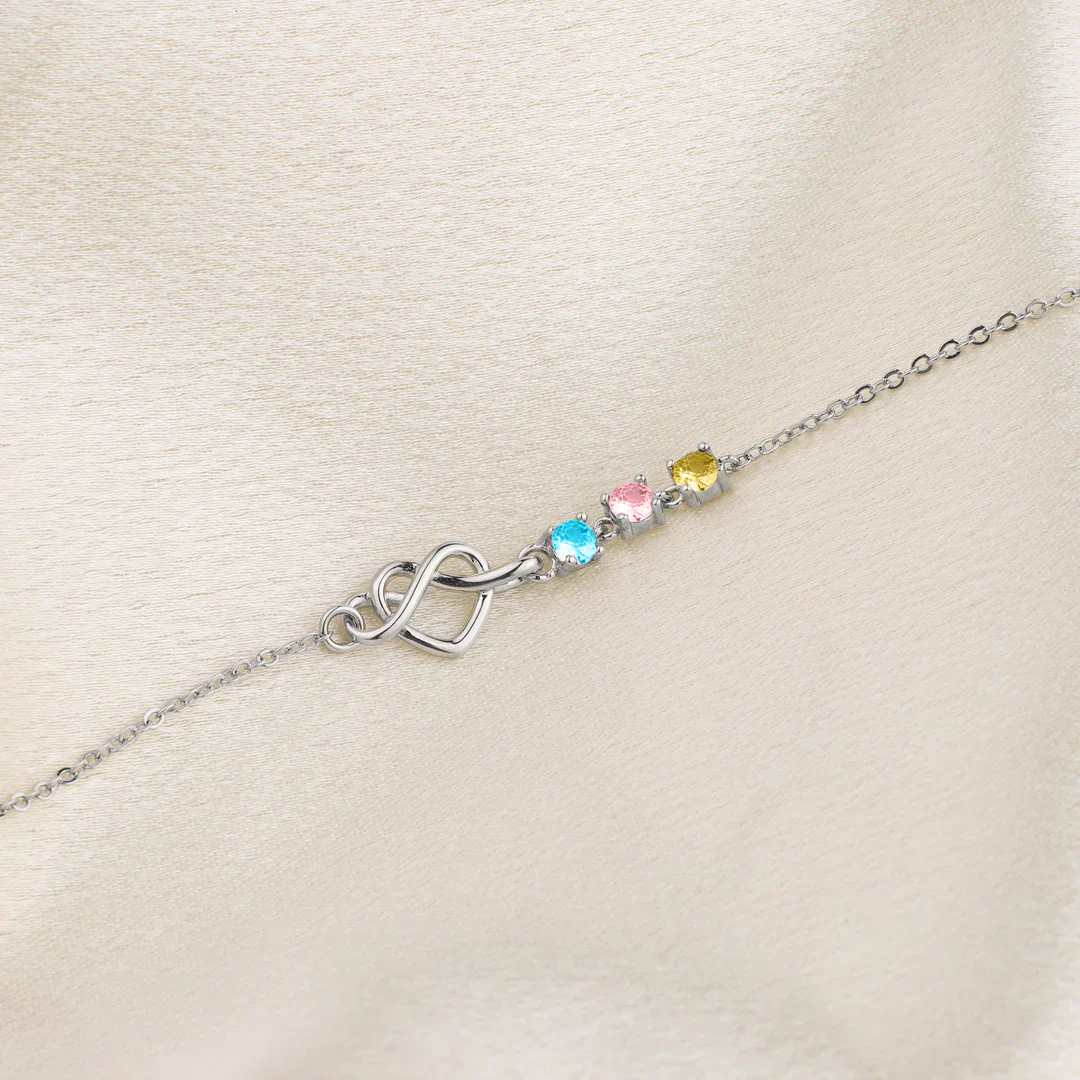 Personalized Birthstones Heart Knot Bracelet