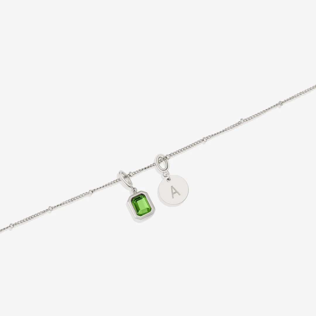 Baguette Birthstone & Initial Necklace