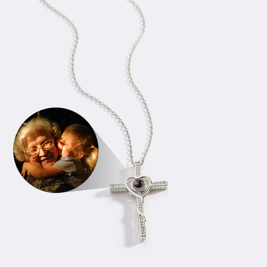 Heart and Cross Photo Necklace