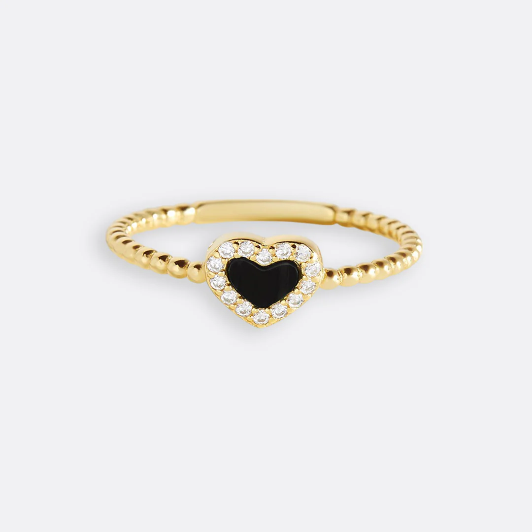 Tiny Gemstone Heart Stacking Ring