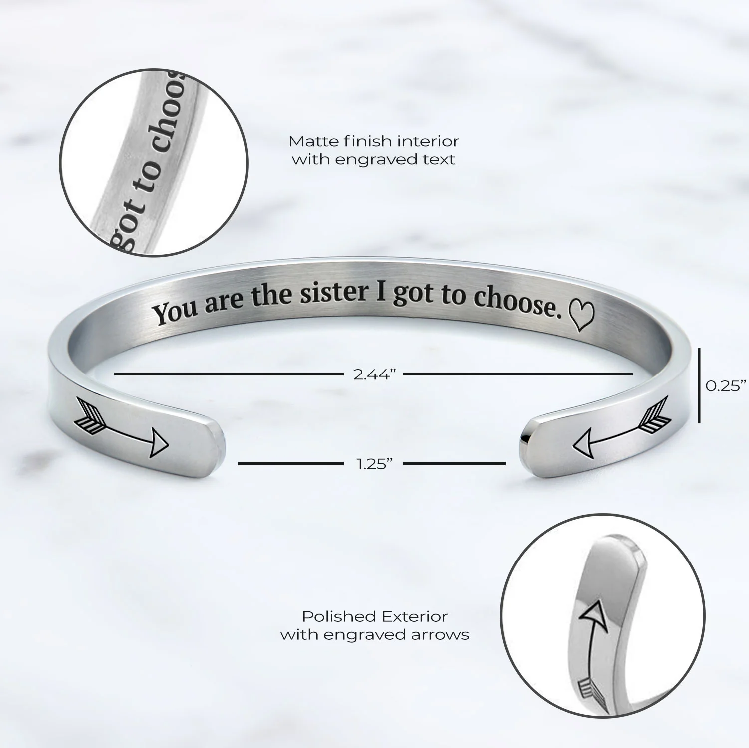 You are the Sister I got to Choose Personalizable Cuff Bracelet