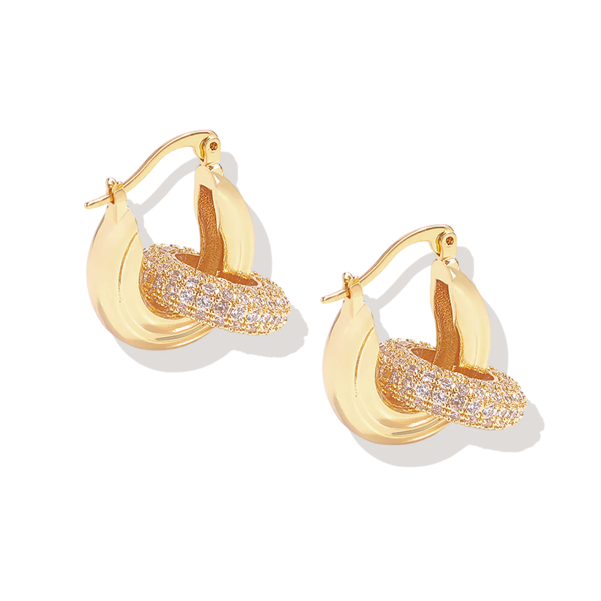 Pave Interlock Hoop Earrings