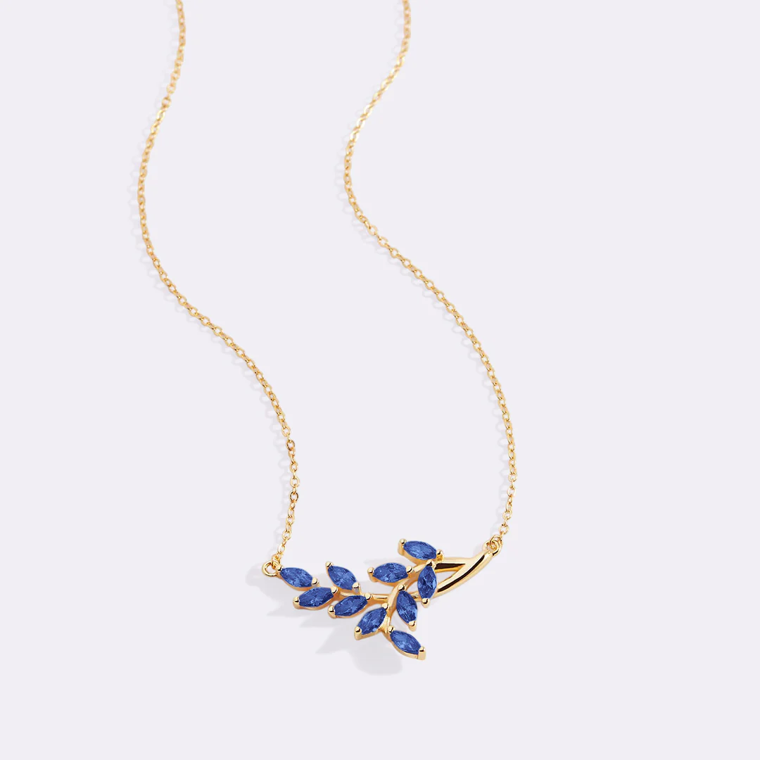 Birthstone Leaf Pendant Necklace