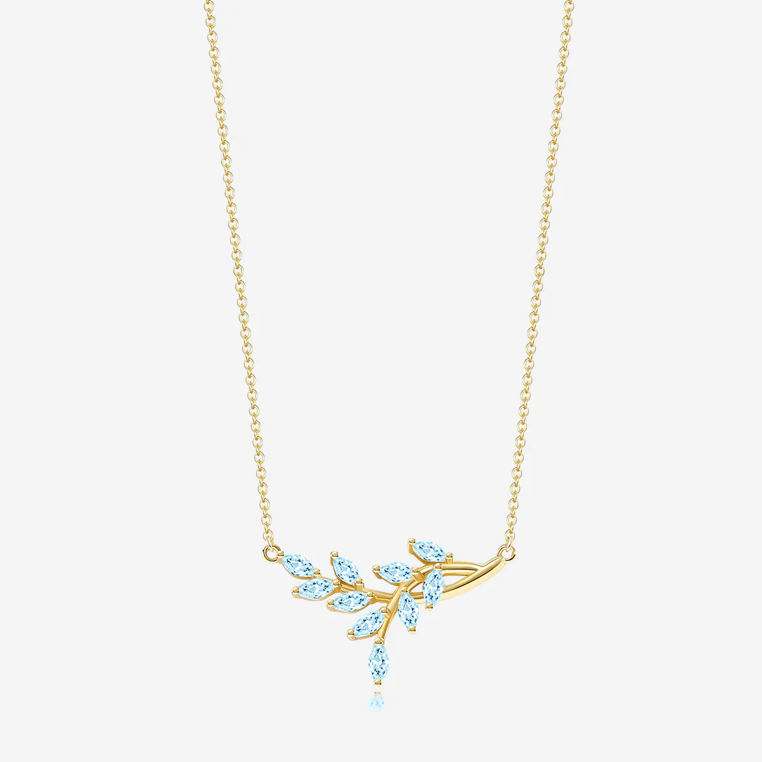 Birthstone Leaf Pendant Necklace
