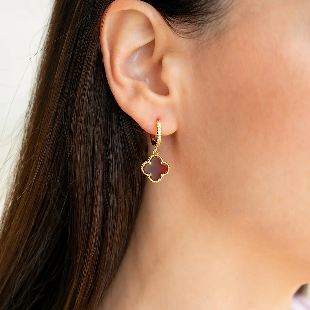 Pave Clover Drop Earrings