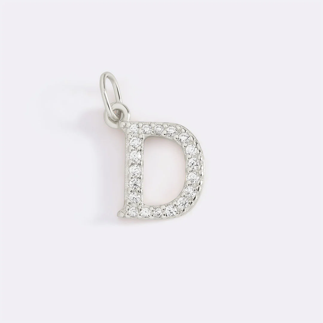 Dainty Pave Initial Charm