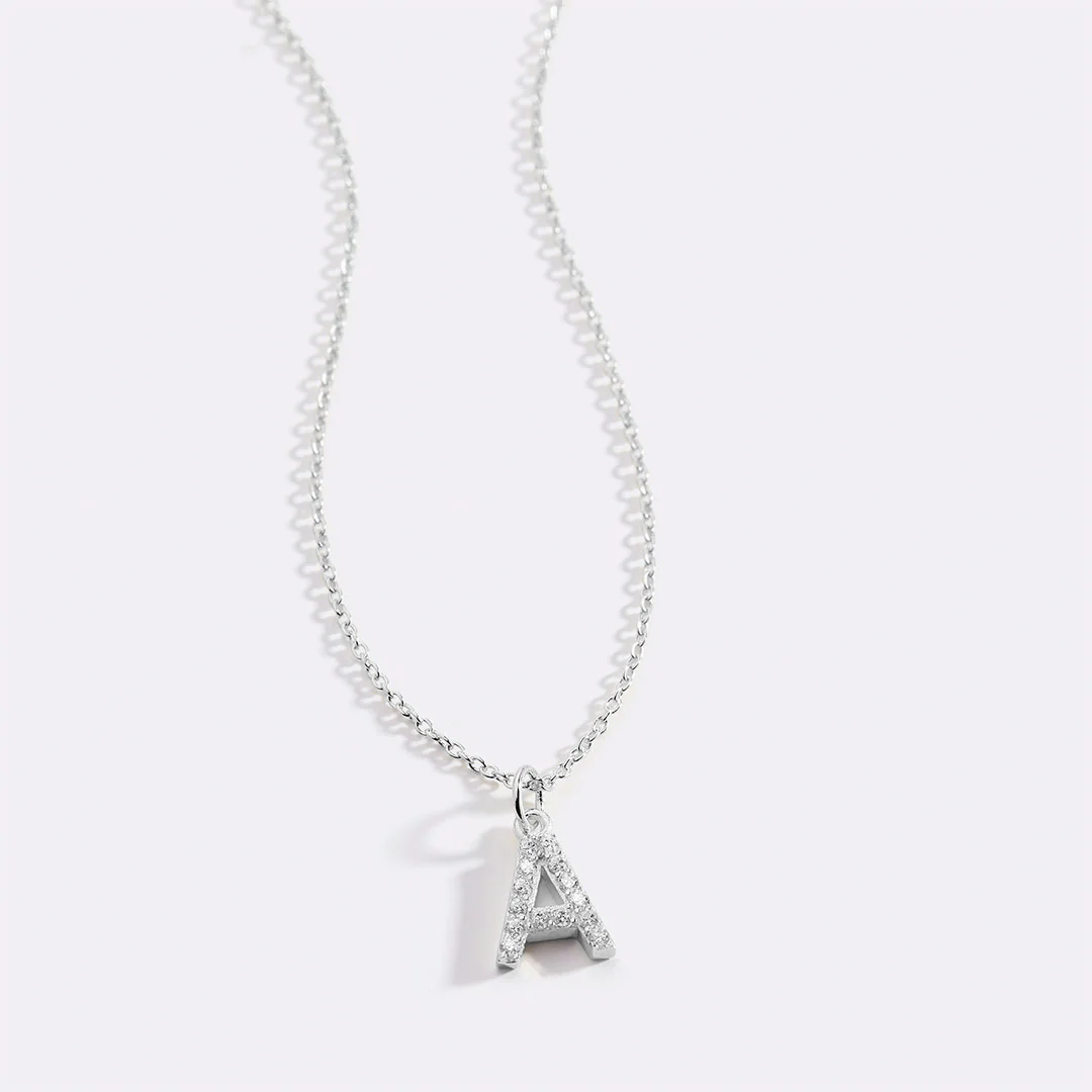 Pavé Uppercase Initial Necklace