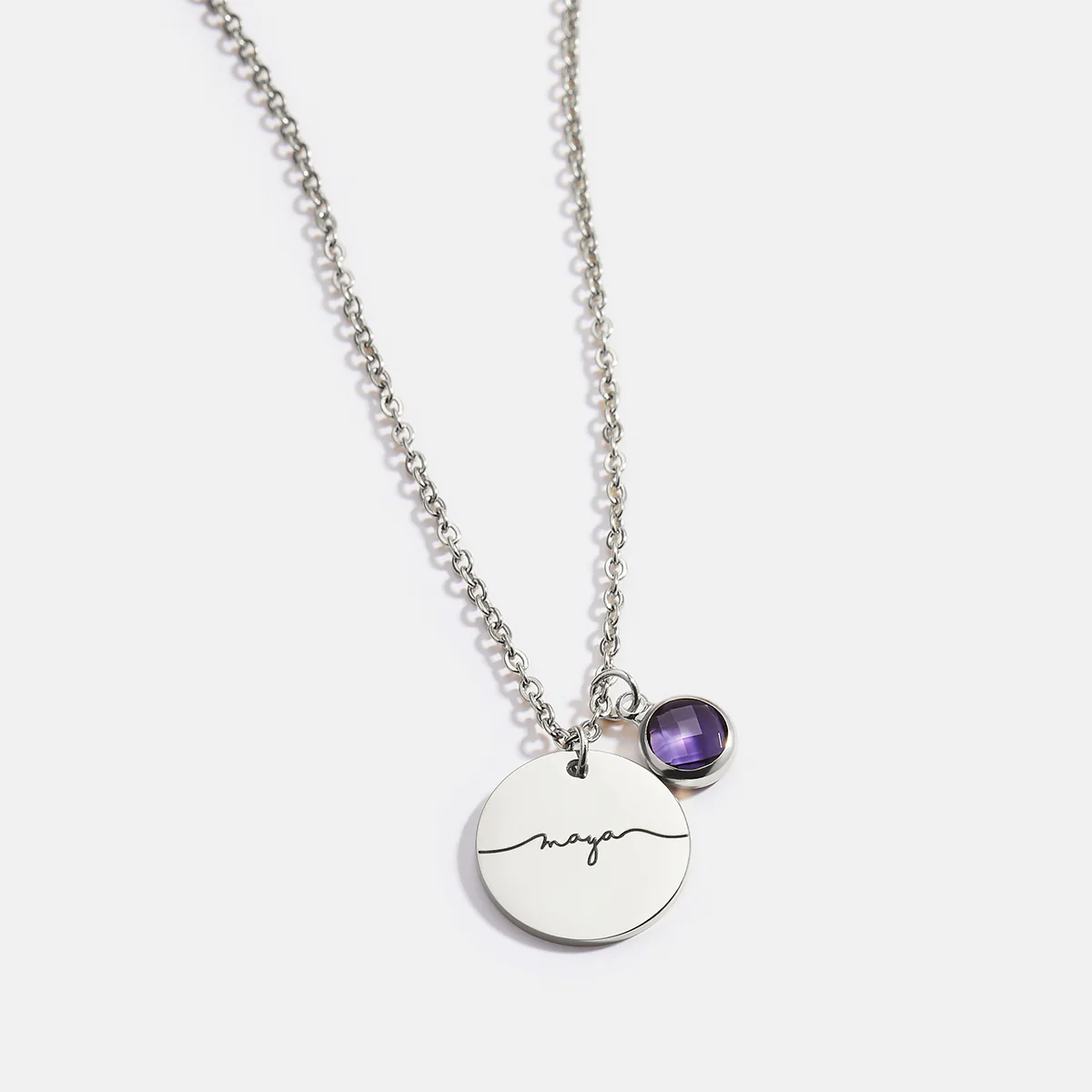 Monogram Script Birthstone Name Necklace