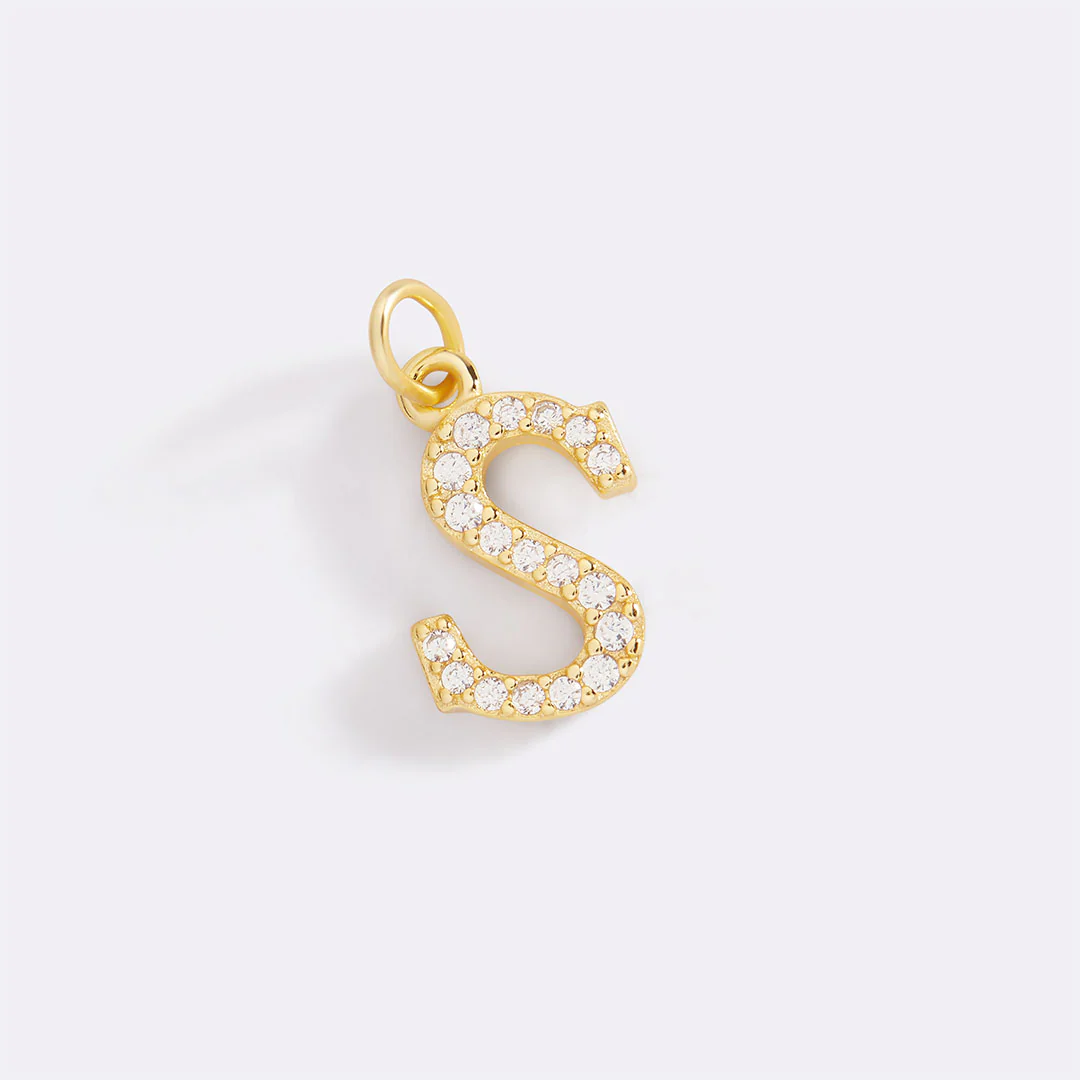 Dainty Pave Initial Charm