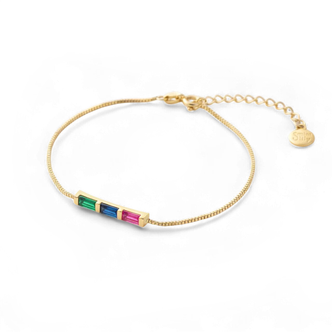 Dainty Baguette Birthstone Bracelet