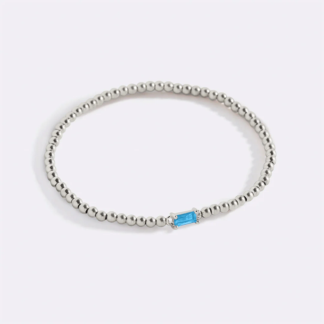 Sterling Silver Beaded Birthstone Bracelet