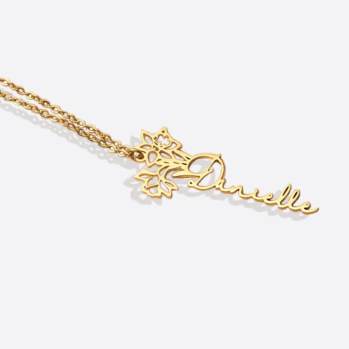 Birth Flower Name Necklace