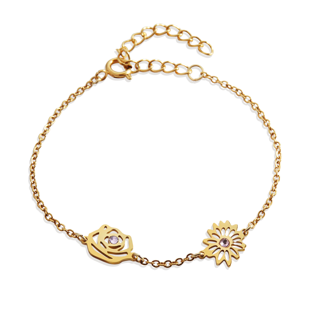 Personalized Birth Flower Charm Bracelet