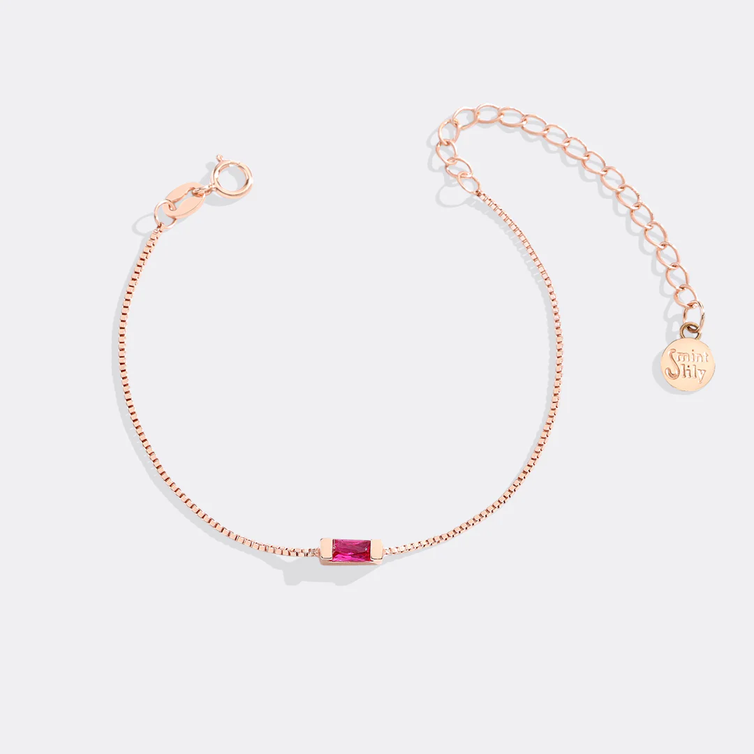 Dainty Baguette Birthstone Bracelet