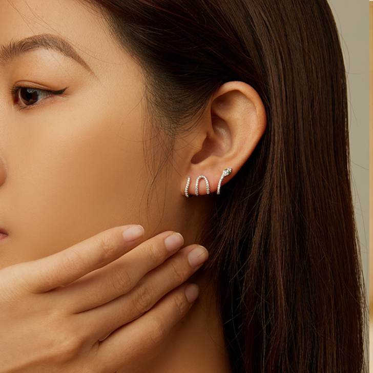 Pave Snake Wrap Earrings