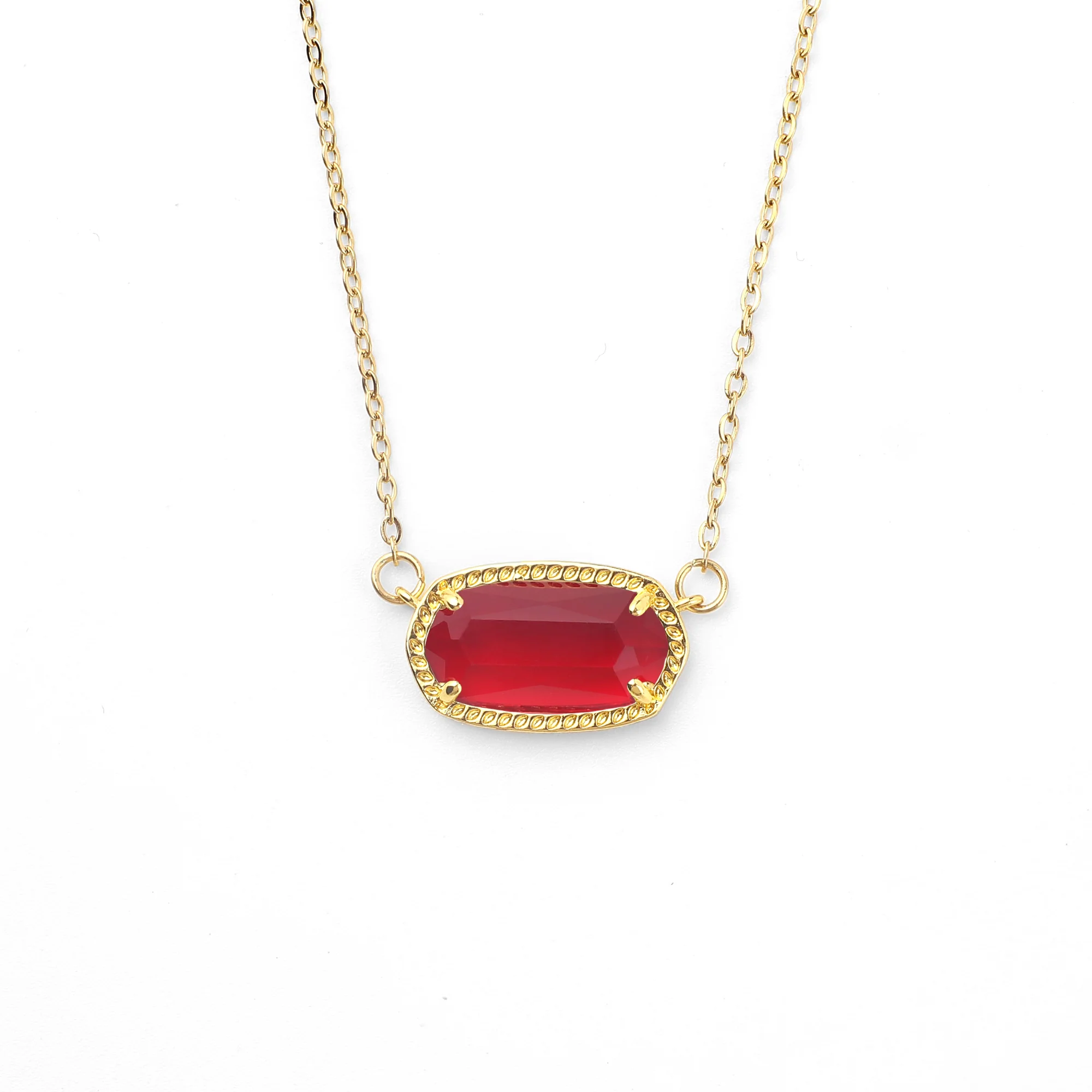 Oval Birthstone Pendant Necklace