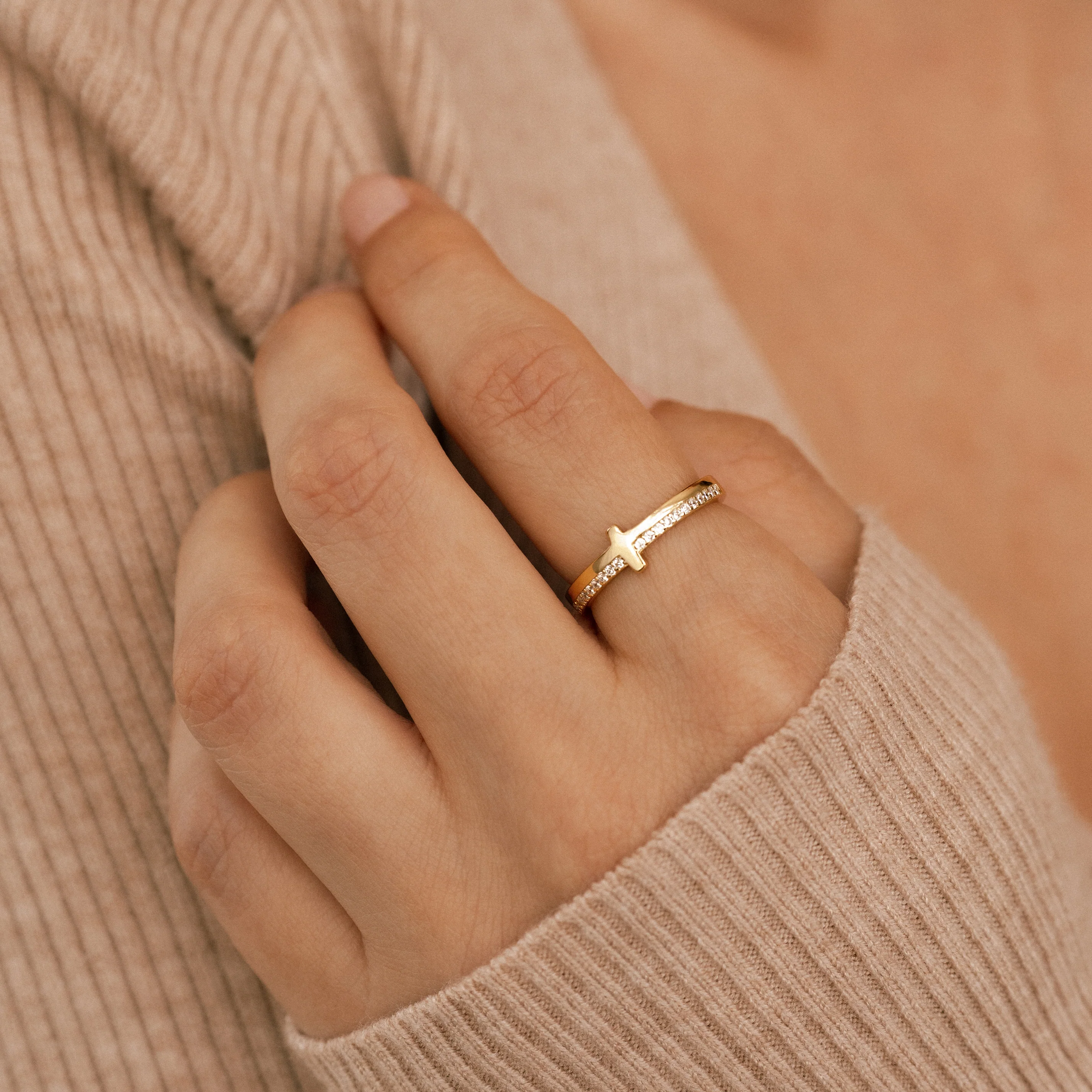 Let God Be In Control Golden Cross Ring