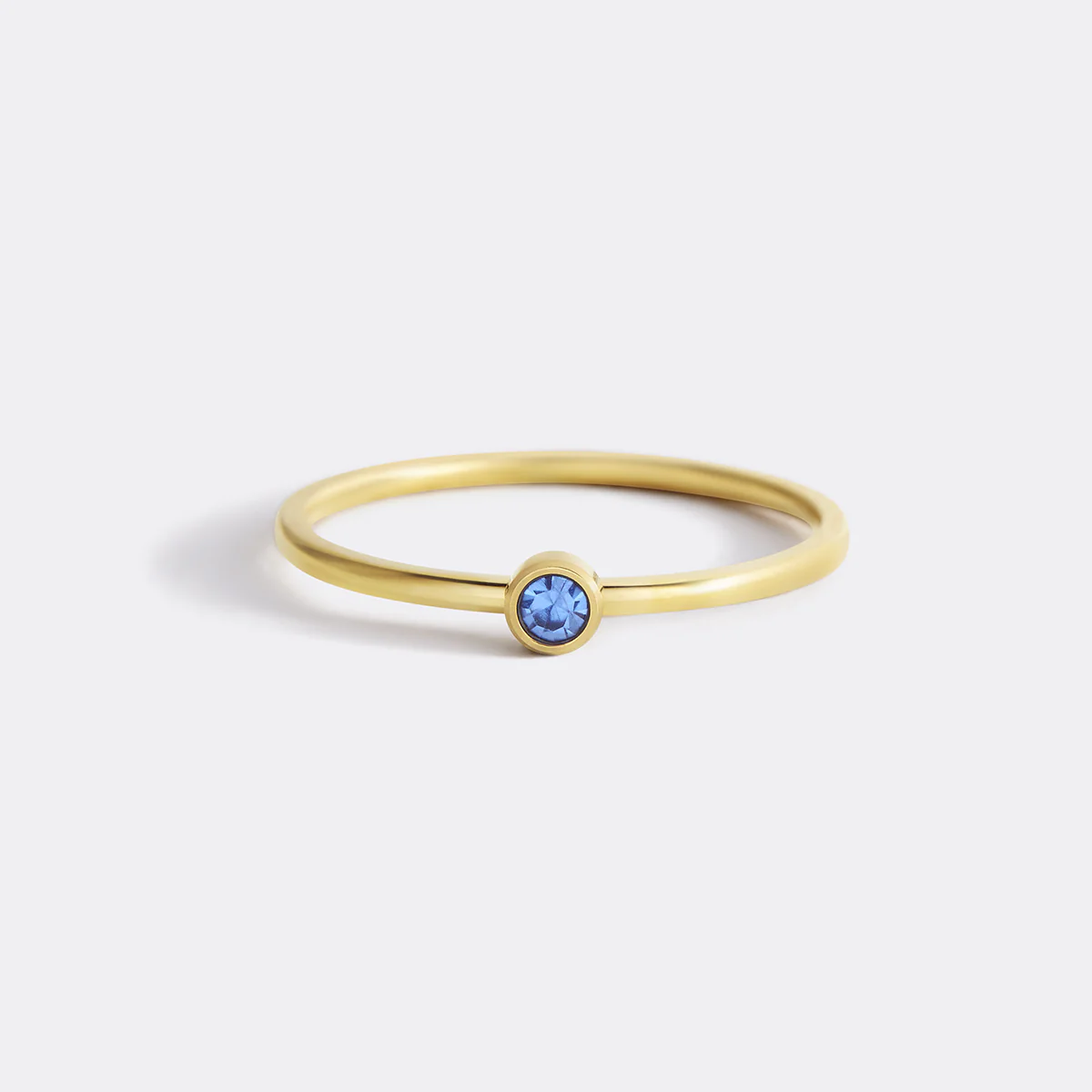 Minimalist Bezel-Set December Birthstone Stacking Band