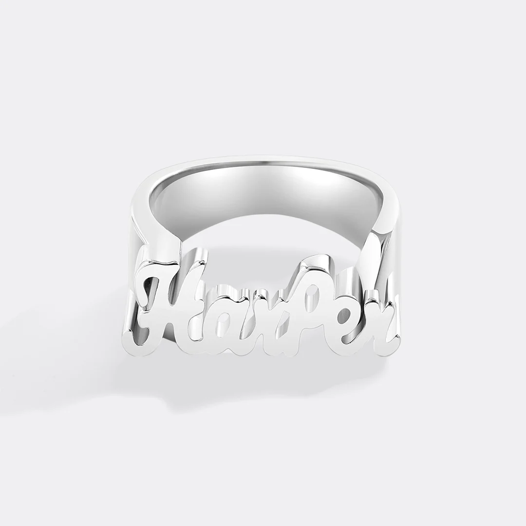 Brilliant Script Name Ring