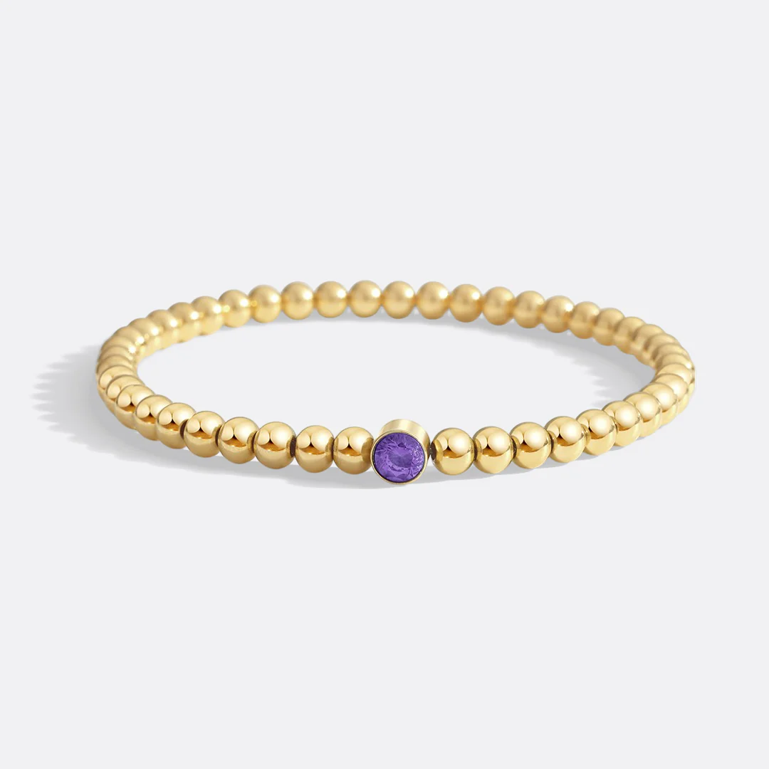 Gold Beaded Bubble Birthstone Bracelet
