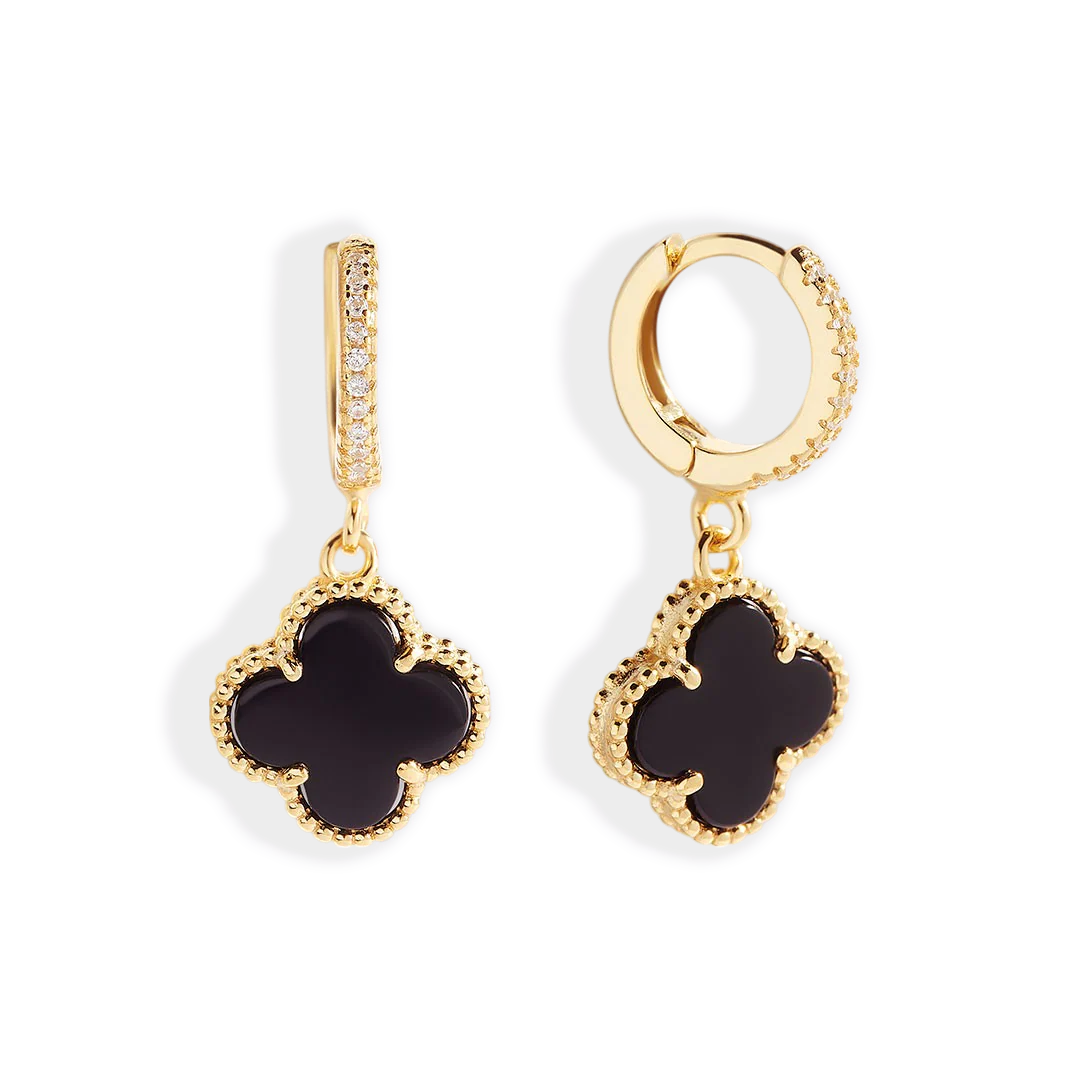 Pave Clover Drop Earrings