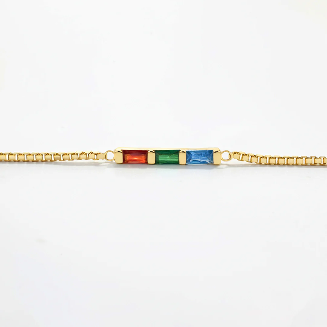 Dainty Baguette Birthstone Bracelet
