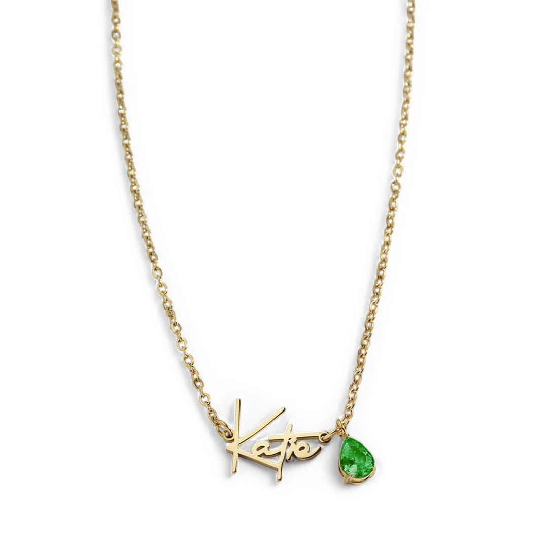 Handmade Birthstone Name Necklace