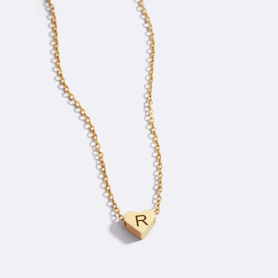 Dainty Heart Initial Necklace