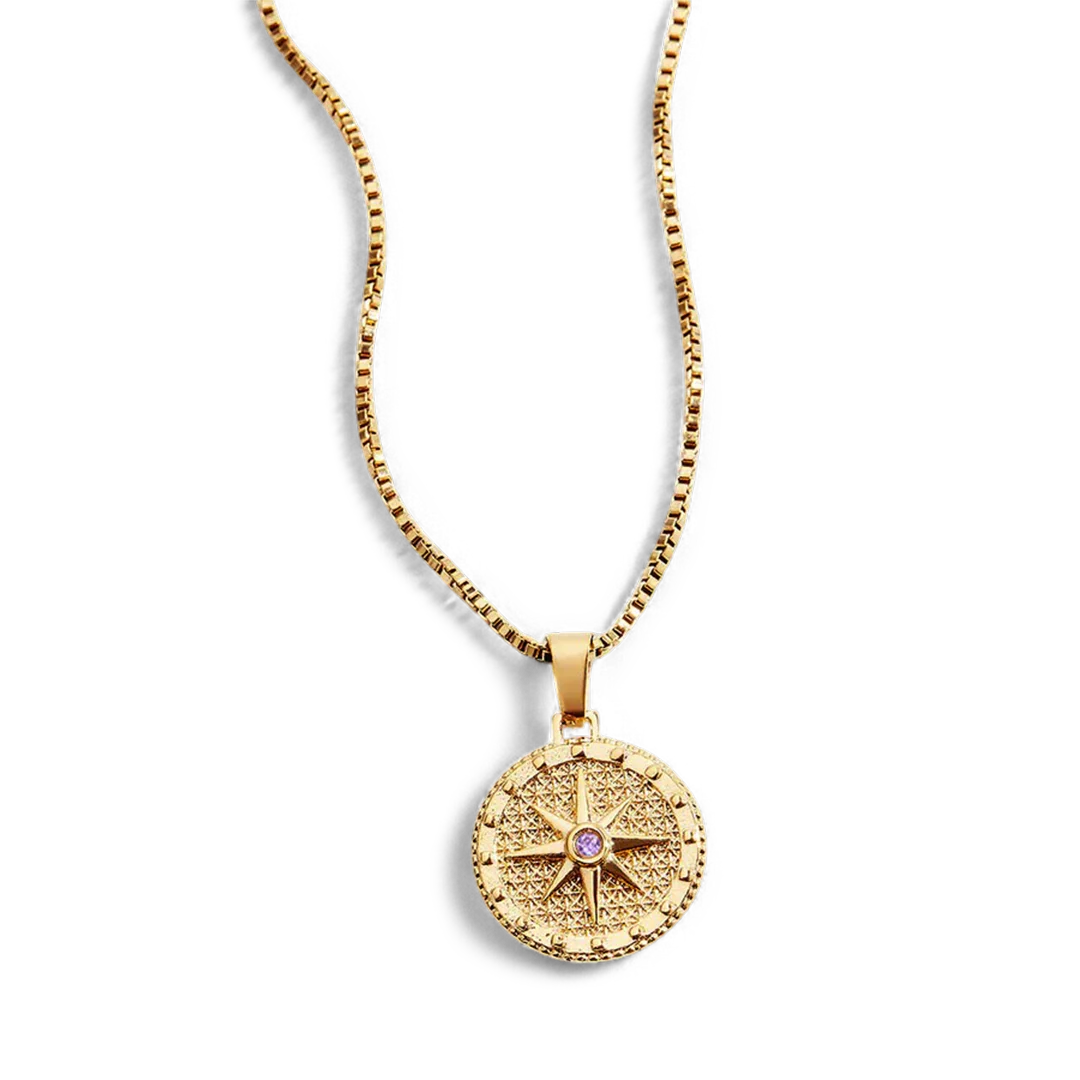 Birthstone Compass Pendant Necklace