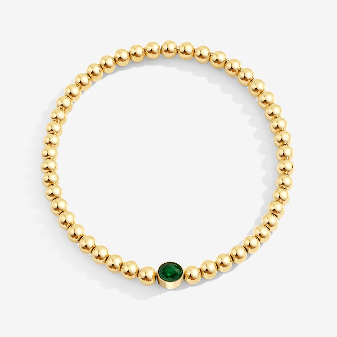 Gold Beaded Bubble Birthstone Bracelet