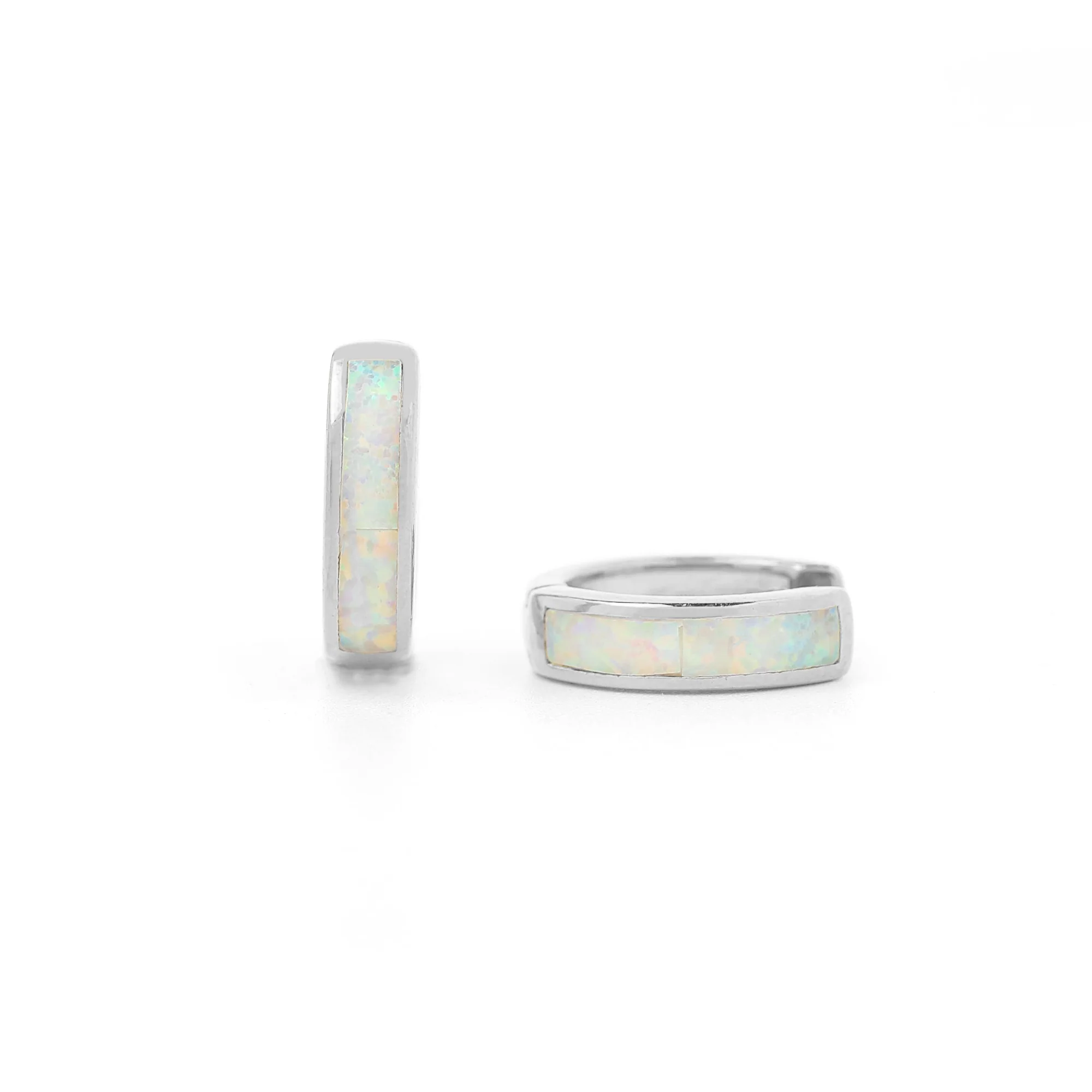 Opal Inlay Huggie Hoop Earrings