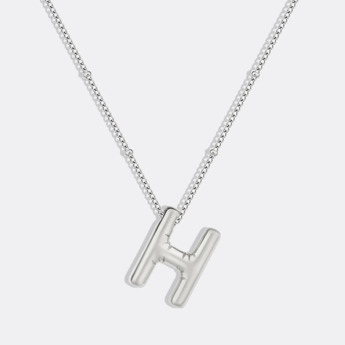 Balloon Initial Necklace with Satellite Chain