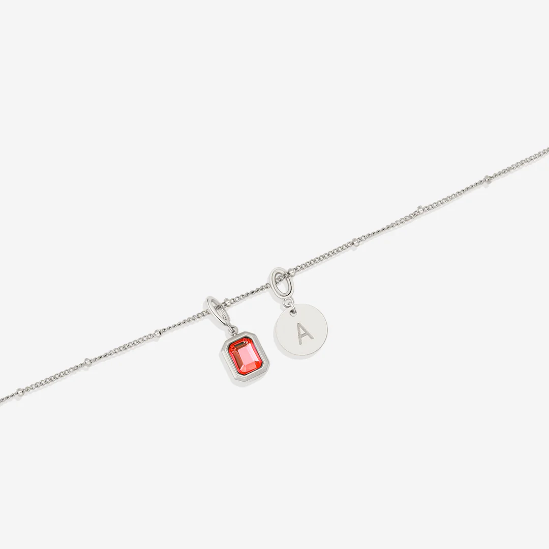 Baguette Birthstone & Initial Necklace